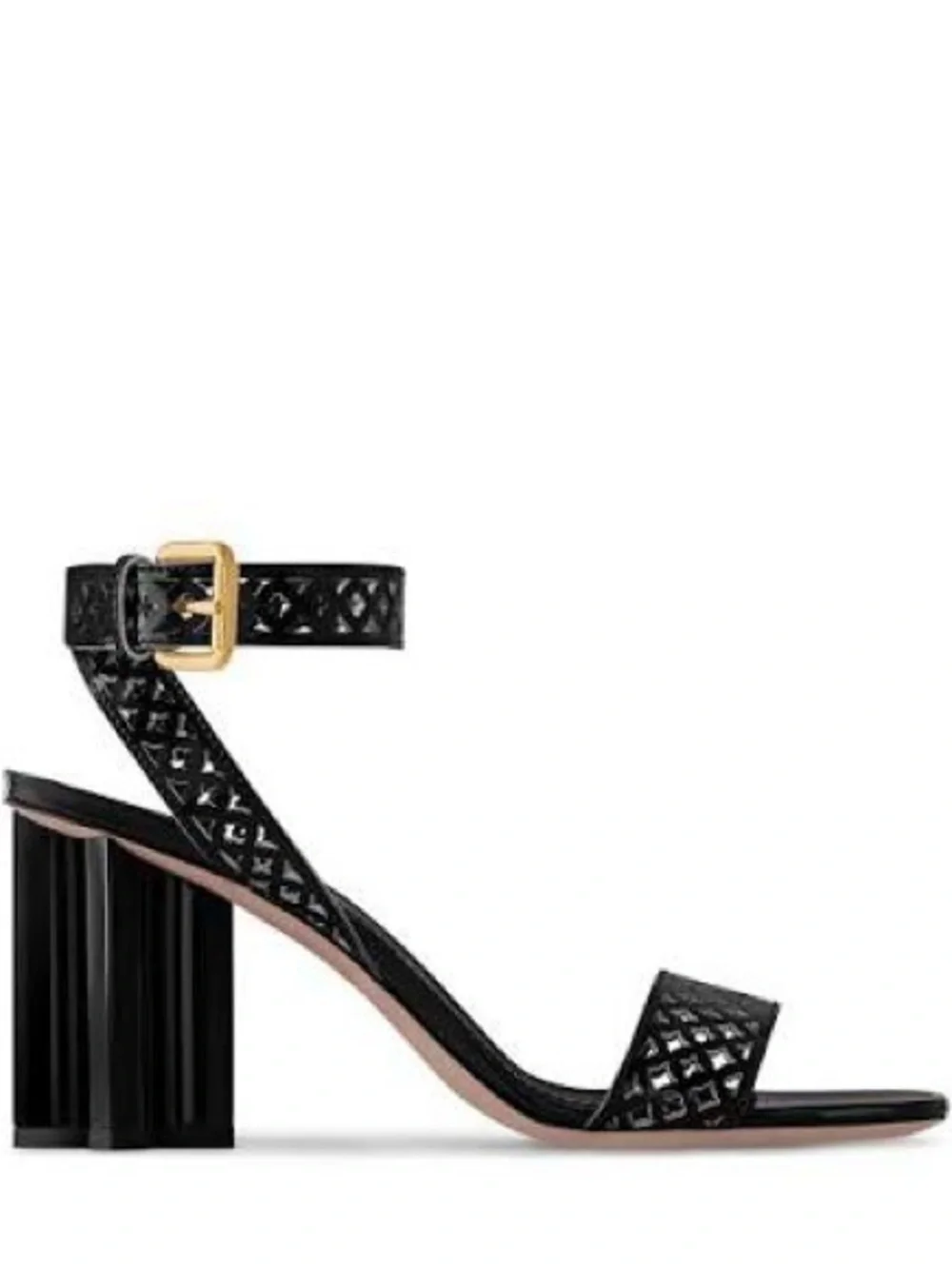 NEW! Louis Vuitton Silhouette Black Patent Leather Sandals - Cute LV heel!